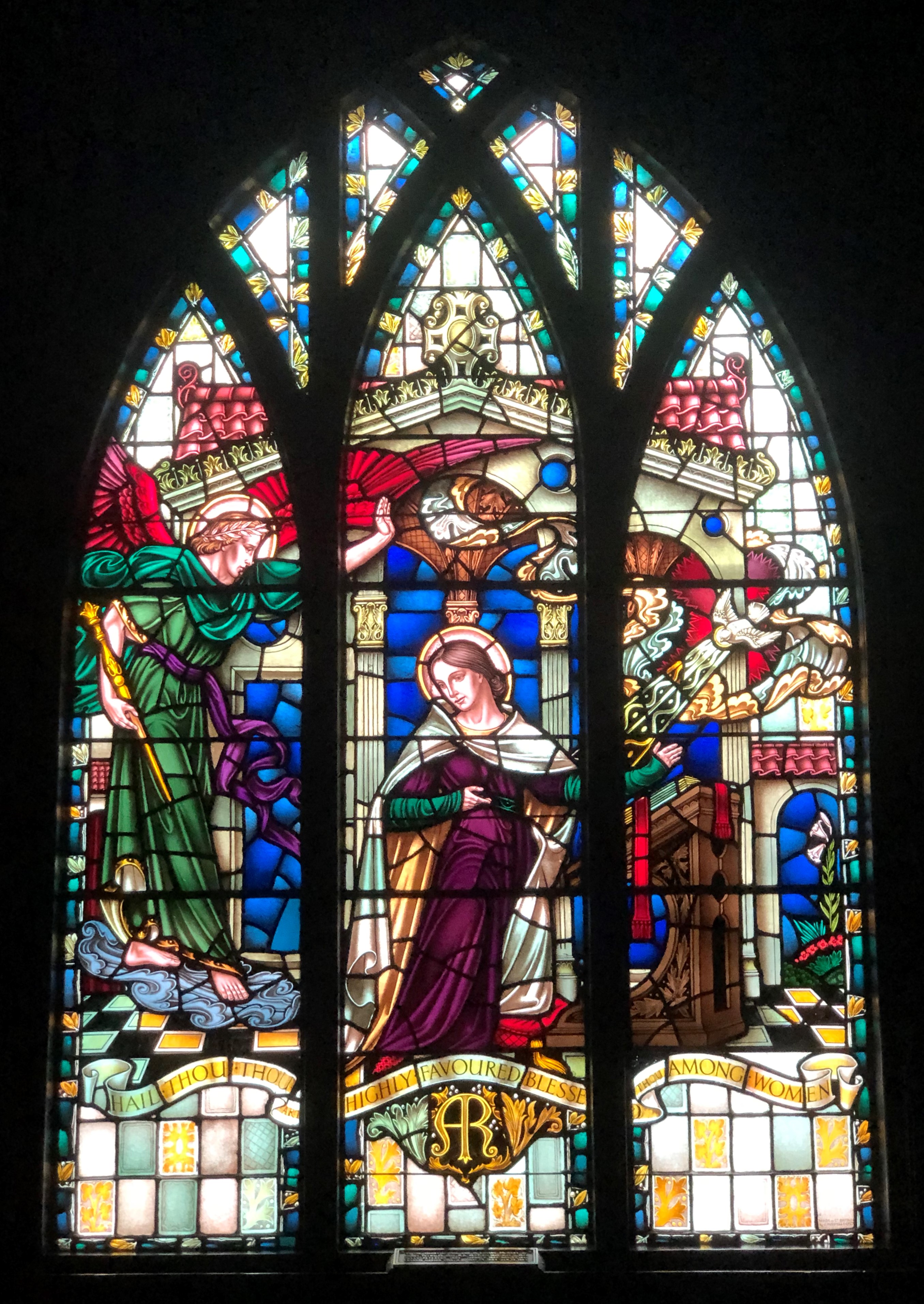 a stained glass window in a church