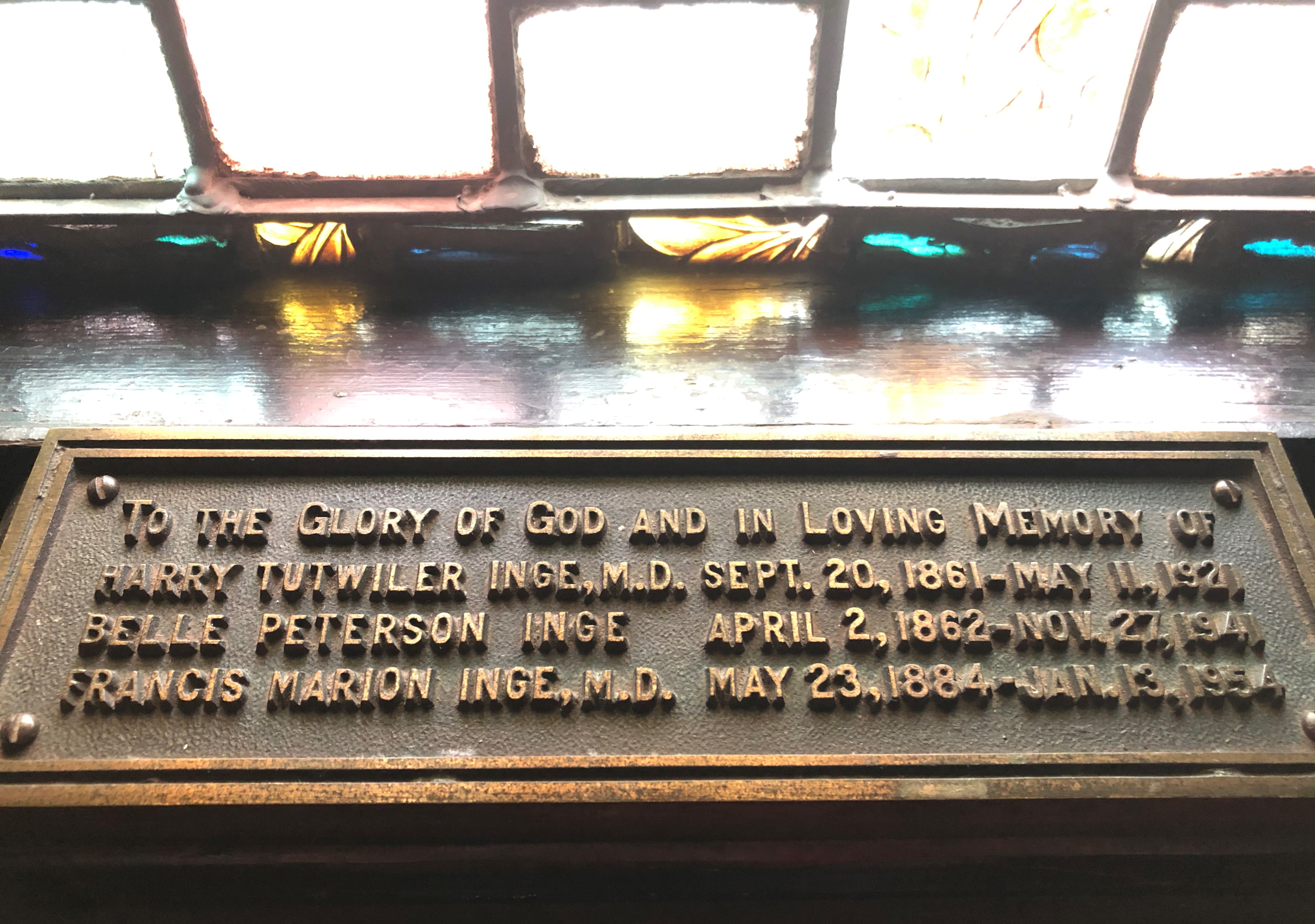 memorial plaque in a church