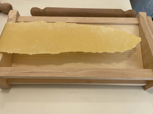 a sheet of dough rolled flat to be shaped into pasta