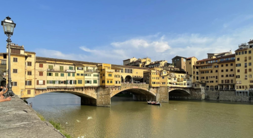 the famous Ponte Vecchio in Florence, Italy, containing many buildings